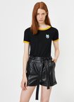 Koton 0YAL18184OK Bisiklet Yaka Siyah Kadın T-Shirt