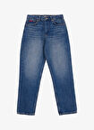 Lee Cooper Yüksek Bel Dar Paça Mom Fit Mavi Kadın Denim Pantolon 261 LCF 121006 MARLYN LIMPO BLUE