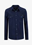 Lee Cooper Slim Fit Mavi Erkek Denim Gömlek 261 LCM 141002 WORNER 3 DENIM
