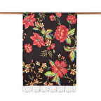 Gecenin Kraliçesi Desenli İpek Şal 05218 Siyah