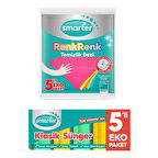 SMARTER KLASİK SÜNGER 5 Lİ+RENKRENK TEMİZLİK BEZİ
