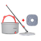 Pony Gri Yedekli Temiz & Kirli Suyu Ayırma Özelliği Otomatik Temizlik Seti Mop Paspas