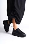 BİANA Bağcıklı Ortopedik Taban Kadın Sneaker Ayakkabı ST Siyah