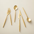 Elina 18 Parça Tatlı Çatal Kaşık Bıçak Seti Parlak Gold