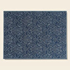 Arabesco Saf Pamuk Dekoratif Yıkamalı Halı 150x200 cm Marin Mavi