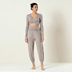 Uzun Kollu Kısa T-shirt Vizon