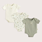Cute Cırcus 3'Lü Body Set Ekru/Yeşil