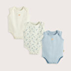 Sea Sıde 3'Lü Kolsuz Body Kutu Set Ekru/Mavi