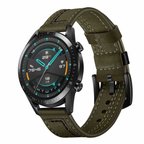 Huawei Watch GT 3 46mm Uyumlu KRD-19 Deri Zore Kordon-Yeşil