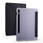 Galaxy Tab S7 T870 Kılıf  Uyumlu ​EFFX Tri Folding Kalem Bölmeli Standlı Kılıf-Siyah