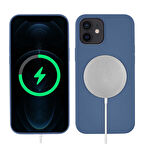 iPhone 12 Mini Uyumlu Zore Silksafe Wireless Kılıf-Mavi