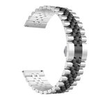 Gear S2 Uyumlu KRD-36 20mm Metal MKST Kordon-Gümüş-Siyah