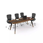 Uzay Ofis Royal Toplantı Masası - Barok - Siyah - 180 CM