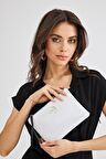 Kadın Basic Clutch Çanta Kroko Timsah Desen Beyaz (4031-BB) 214030