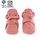 Mercan Organik Pamuk Müslin Yenidoğan Bebek Panduf