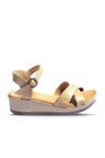 Bueno Shoes Gül Kurusu Deri Kadın Dolgu Topuklu Sandalet 01wl3303
