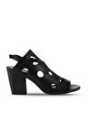 Bueno Shoes Siyah Deri Kadın Topuklu Sandalet 01wl3704