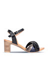 Bueno Shoes Lacivert Deri Kadın Topuklu Sandalet 01wn1520