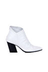 Bueno Shoes Beyaz Deri Kadın Topuklu Bot 01wr1400