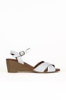 Bueno Shoes Beyaz Deri Kadın Dolgu Topuklu Sandalet 01we4003