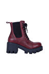 Bueno Shoes Bordo Deri Kadın Topuklu Bot 01wr3900