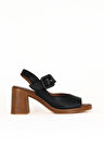 Bueno Shoes Siyah Deri Kadın Topuklu Sandalet 01we3701