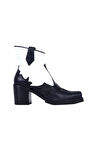 Bueno Shoes Siyah Beyaz Deri Kadın Topuklu Bot 01wr6000