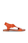 Bueno Shoes Turuncu Deri Kadın Düz Sandalet 01ws6904