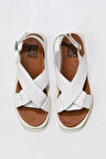 Bueno Shoes Beyaz Deri Kadın Sandalet 01ws2801