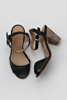 Bueno Shoes Siyah Deri Kadın Topuklu Sandalet 01wq8204
