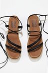 Bueno Shoes Siyah Khv-bej Deri Kadın Dolgu Topuklu Sandalet 01wu6100