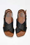 Bueno Shoes Siyah Deri Kadın Sandalet 01wl4201