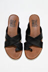 Bueno Shoes Siyah Khv-bej Deri Kadın Parmak Arası Terlik 01wu7428