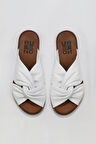 Bueno Shoes Beyaz Deri Kadın Düz Terlik 01wu8210