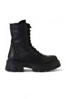 Bueno Shoes Siyah Deri Kadın Dolgu Topuklu Bot 01wv4601