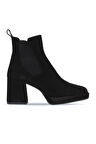 Bueno Shoes Siyah Süet Kadın Topuklu Bot 01wv8100