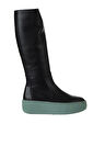 Bueno Shoes Siyah Yeşil Deri Kadın Dolgu Topuklu Çizme 01wv5508
