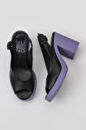Bueno Shoes Siyah Lila Deri Kadın Topuklu Sandalet 01wy12300