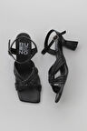 Bueno Shoes Siyah Deri Kadın Topuklu Sandalet 01wy6805