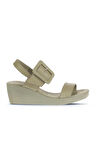 Bueno Shoes Haki Deri Kadın Dolgu Topuklu Sandalet 01wa0400