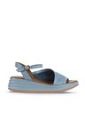 Bueno Shoes Mavi Deri Kadın Dolgu Topuklu Sandalet 01wa2402