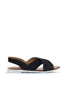 Bueno Shoes Siyah Alf Süet Kadın Düz Sandalet 01wa3015