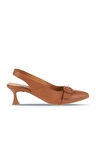 Bueno Shoes Taba Koyu Deri Kadın Topuklu Ayakkabı 01wa1306