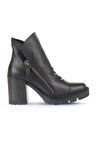 Bueno Shoes Siyah Deri Kadın Topuklu Bot 01wz0801