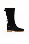 Bueno Shoes Siyah Süet Kadın Düz Çizme 01wd0500