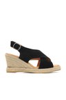 Bueno Shoes Siyah Süet Kadın Dolgu Topuklu Sandalet 14ws7208