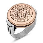 Mührü Süleyman Gümüş Erkek Yüzüğü Siyah Lazerli