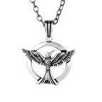 925 Ayar Gümüş Anka Kuşu Erkek Kolye (Kalın Zincirli)