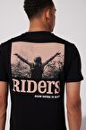 Riders By Lee Loose Fit %100 Pamuk Bisiklet Yaka Siyah Tişört