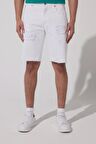 Regular Fit Normal Kesim %100 Pamuk Normal Bel Beyaz Jean Kot Şort